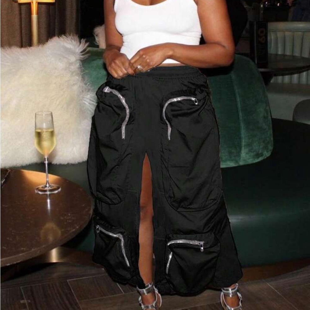 Black skirt with a slit